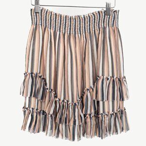 Derek Lam 10 Crosby Orange Striped Silk Ruffle Mini Skirt